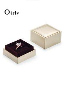 Oirlv 香檳色戒指珠寶禮品盒，珠寶收納盒，戒指收納盒，小型紙板禮品盒，適合聖誕節、生日、週年紀念、情人節和母親節 - 香檳色 - 查看 3