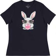 Camiseta Divertida de Conejo Soplando Burbujas - Negro - Ver 1