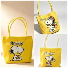 1件 Snoopy 印花黃色帆布托特包，大容量，適合旅行、購物和日常使用，生日、情人節、開學和畢業的完美禮物 - 查看 2