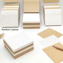Kraft Paper Sticky Notes, Creative Memo Pad, Tear-Off Student Use, Adhesive Gridded Memo Book, Sticky Notes For Office Use - Multicolor - View 13