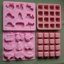 2pcs Cute Silicone Molds, Cartoon Vehicle And 16-Grid Square Mold, Suitable For DIY Plaster, Soap, Candle, Resin Crafts And Home Decor - Cross-section Set - View 6