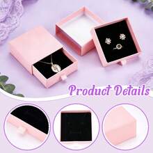 10pcs Small Pink Cardboard Jewelry Boxes With Lids And Sponge Linings, Ring Earring Necklace Jewelry Display Storage Boxes, Holiday Party Gift Boxes For Friends And Family - Baby Pink - View 4
