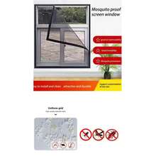 Pantalla de ventana antiinsectos de instalación fácil con cierre de gancho y bucle, malla a prueba de mosquitos/moscas/insectos, cortina interior transpirable - Ventana de pantalla negra - Ver 2