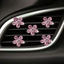 5pcs Pink Small Crystal Set Car Air Vent Aromatherapy Decor Clip Shiny Car Interior Decoration - Crystal - View 15