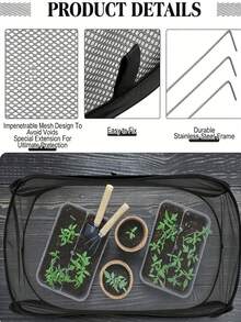 1pc Foldable Pop-Up Mesh Plant Greenhouse Cover, Durable Material, Animal And Insect Barrier Net For Raised Beds, Suitable For Fruits, Vegetables And Seedlings, Reusable, For Garden, Patio, Balcony, Heavy Duty Reusable Insect Barrier Net For Greenhouse And Daily Plant Care - Multicolor - View 4