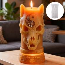 Vela de Aromaterapia con Relieve de Calavera de Animal Diablo, Decoración de Estilo Gótico Oscuro para Halloween - Esqueleto de demonio animal - Ver 3
