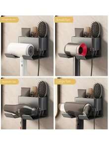1pc Wall-Mounted Hair Dryer And Phone Holder, Suction Cup And Strong Adhesive Installation, No Drilling Required For Easy Setup. Suitable For Garden Layout, Fan Accessories, Soft Rubber Parts, Holiday Essentials, Exquisite Room Decor. - Multicolor - View 5