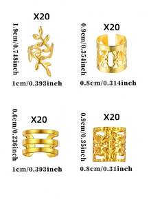 80入可調節金屬髮夾髮飾髮圈編髮裝飾，適合女性與女孩，夏季款 - 金色 - 查看 2