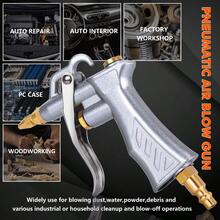 Industrial Air Blow Gun, Equipped With A Brass Adjustable Airflow Nozzle And Two Steel Extension Rods, Pneumatic Air Compressor Accessory Tool, Dust Removal And Air Blowing Gun, Dust Cleaning Air Blowing Gun - Silver - View 7