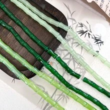 20pcs Bamboo Joint Shaped Beads - Translucent Green Resin Beads, For DIY Bracelets, Necklaces, Jewelry Making Materials - Multicolor - View 4