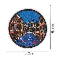 9件組世界著名地標旅行貼布組，圓形打卡紀念徽章，免縫熨燙DIY裝飾貼布，適用於夾克與背包 - 彩色 - 查看 7