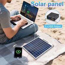10W 太陽能板套件,便攜式隔熱太陽能充電器,配備雙 USB 與 DC 接口,適用於遊艇、露營車、船隻與戶外露營,便攜式戶外太陽能板 - 黑色 - 查看 3