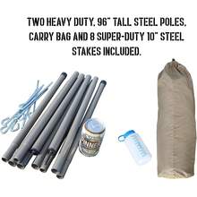 Heavy Duty Camping Tarp Vehicle Awning, Overland Truck Canopy Rain Shelter, Portable Sunshade Protection Cover Kit With Steel Poles And Stakes For Outdoor Hunting And SUV Travel, Khaki - Khaki - View 5