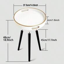 Round Modern Side Table, Minimalist Floral Butterfly Print Italian Luxury Tray, Outdoor Garden Balcony Small Coffee Table, Living Room Sofa Side Table, Minimalist Design, Multifunctional Side Table, Bedroom Decor, Small Furniture - White - View 9