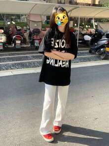 Summer Cotton Women's New Casual Joker Fashion T-Shirt With Round Neck And Short Sleeves - Black - View 2