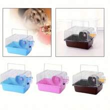 Small Hamster Cage, Portable Tiny Land Habitat With Exercise Space, Easy-Clean Mini Critter Cage For Dwarf Hamsters, Mice, Or Small Pets, Travel-Friendly Carry Cage With Handle, Includes Accessories (Sunny Series) - View 3