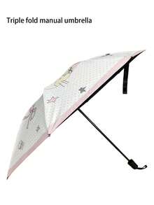 1pc Summer New Folding Umbrella, High-End UV Protection Sunshade Umbrella, Printed Foldable Umbrella For Sunny & Rainy Days - As Shown - View 9