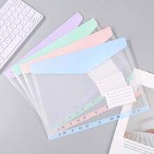 4pcs Hook And Loop File Bags, Transparent File Bags With Label Cards, Easy To Organize Documents And Files - Sets - View 9