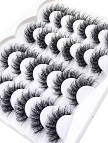 HBZGTLAD 12 Pairs Multi-Style Extra Long Thick Natural Fluffy Cat Eye Wispy False Eyelashes, Black Band Strip Lashes, Thick Volume Extension Look D Curl Cat Eye Natural Appearance Faux Mink 3D Fluffy Russian Strip Lashes, Reusable For Daily Wear And Practice - View 3
