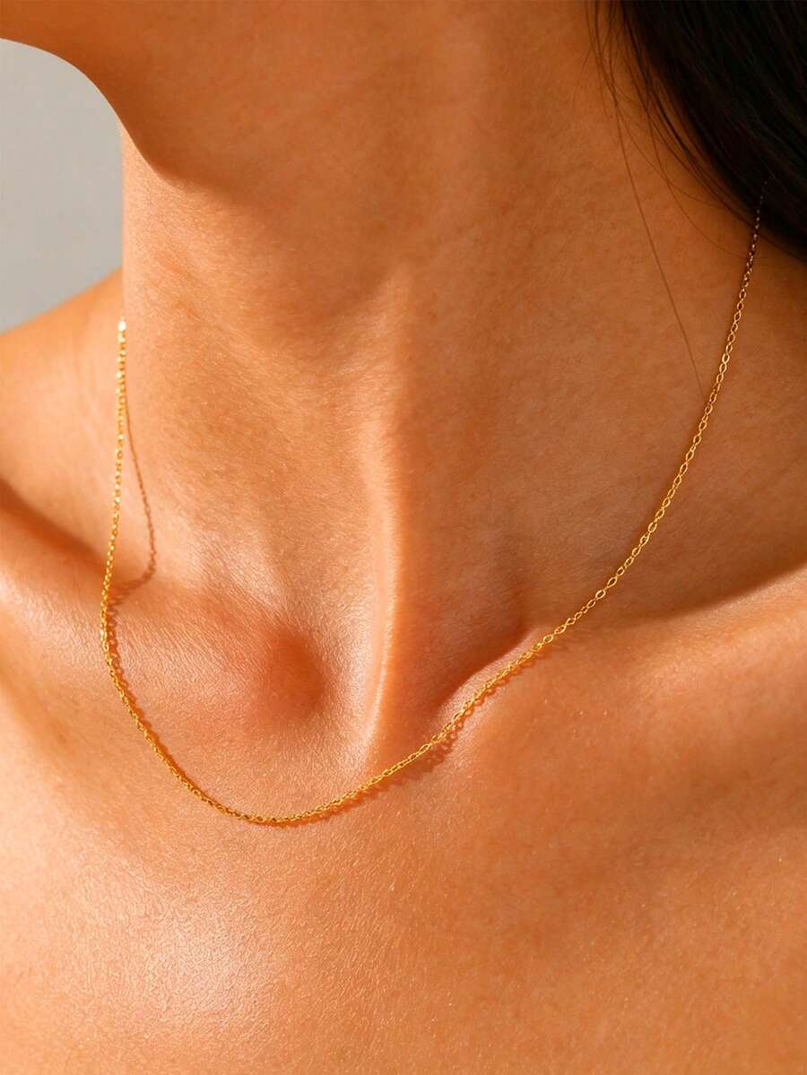 1 pieza Collar de cadena de hueso de serpiente, unisex - Amarillo Oro - Ver 1