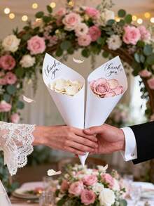 34pcs DIY Wedding Paper Cone Set, Flower Petal Confetti Throwing Tube Set, White/Kraft Paper Color Confetti Tube, DIY Flower Petal Confetti Throwing Tube, Wedding Confetti Throwing Tube, Multi-Color Confetti Throwing Tube, Suitable For Bridal Shower Party Decoration, Flower Petal And Confetti Packaging - Multicolor - View 2