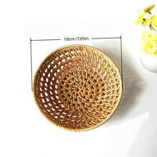 1/2 pièces Panier tressé en rotin creux d'automne, panier de rangement d'ustensiles en rotin tressé, panier de rangement rond minimaliste pour la maison - Multicolore - Voir 13