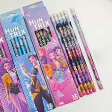 12pcs Korean Cartoon 2B Pencils, Cute Anime Character Printed Pencils, Student Learning Stationery, Suitable For Teenagers, K-Pop Fans Collection Gift - Multicolor - View 8
