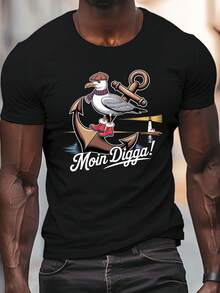 Camiseta casual de manga corta para hombre, estilo veraniego, con diseño de gaviota alemana, disponible en tallas grandes. - Blanco - Ver 9