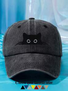 1 buah Topi Baseball Wanita Motif Kucing Bordir Personalisasi Pelindung Matahari Lembut Cocok untuk Semua Musim Ukuran Dapat Disesuaikan Warna Polos Gaya Retro Jalanan Warna-warni Cocok untuk Pemakaian Sehari-hari dan Sebagai Hadiah - B - View 12