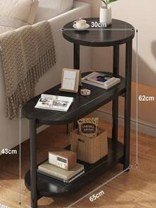 Modern Minimalist Multipurpose 3-Tier Side Table - Black - View 4