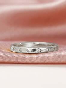 1pc Elegant Cubic Zirconia Women's Ring, Suitable For Wedding Engagement Gift Jewelry - Silver - View 16