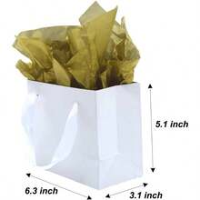 Bolsas de regalo pequeas con asas y papel de seda, paquete de 4 envoltorios de regalo blancos de 6.3x 3.1x 5.1 pulgadas para fiestas de cumpleaos, shower - Blanco + 6,3"L x 3,1" W x 5,1"H - Ver 3