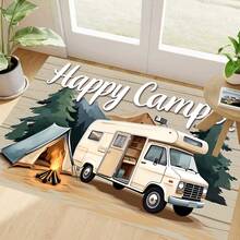 1 pieza Alfombra de cocina con estampado de camping RV pintado a mano, alfombra antideslizante para el piso, alfombra decorativa para fiestas festivas, alfombra, alfombra antideslizante resistente al aceite, alfombra de secado rápido, adecuada para cocina, pasillo, baño, lavandería, decoración del hogar - Multicolor - Ver 3