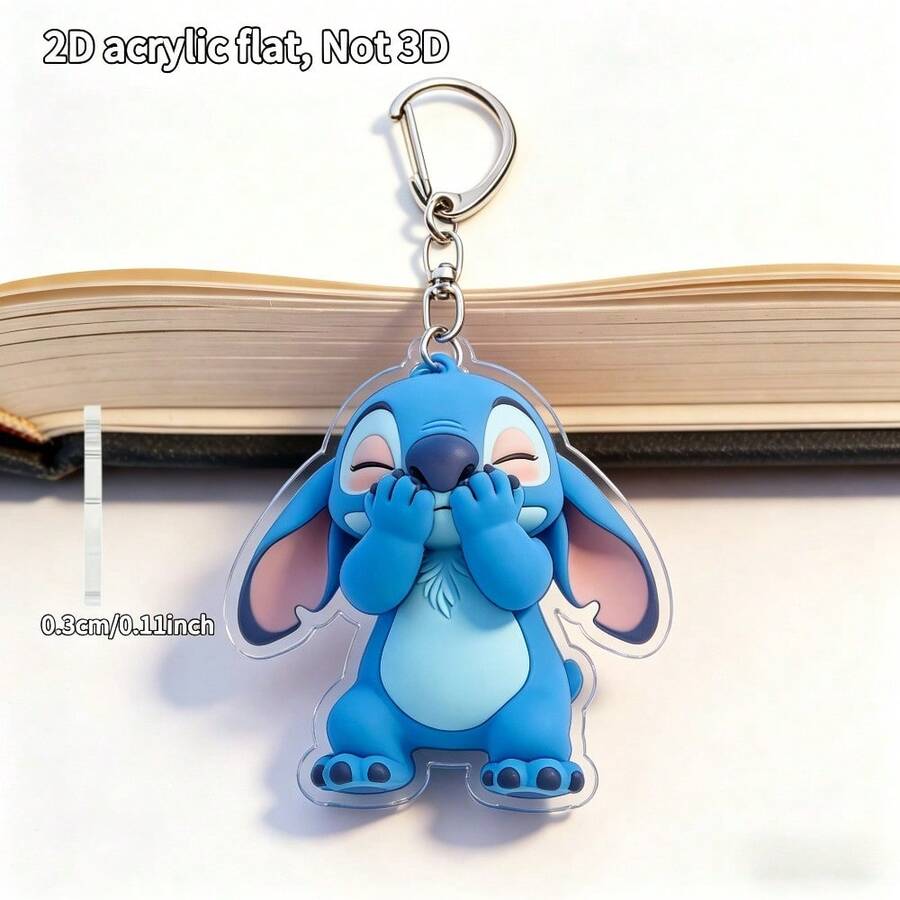 2D Flat Acrylic Cartoon Stitch Keychain, Acrylic Pendant, Backpack Charm, Phone Charm, Cute Keychain, Women's Keychain, Key Chain, Keychain Pendant, Women's Car Accessory, Back To School, Mexico Car Charm And Home Decor, Suitable As Holiday And Birthday Gift. Cute, Millennial, Adorable, Exquisite Style. - Multicolor - View 1