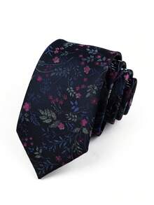 ZLQ&GOU 1 PC Floral Pattern Polyester Jacquard Men's Tie, 7cm Purple & Brown Wedding Tie, Suitable For Party & Gathering Neck Decoration - Multicolor - View 7