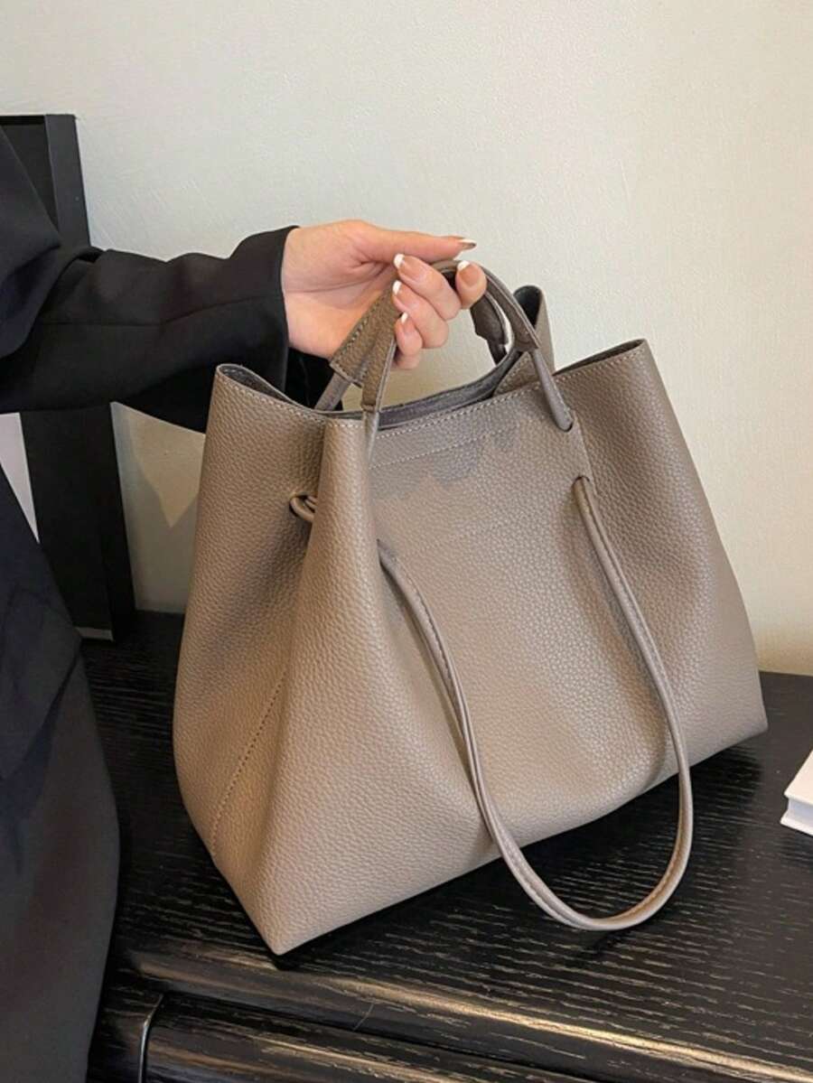 大容量復古女款手提包，斜挎單肩包，百搭通勤貝殼包，休閒可調節女包