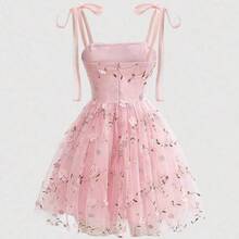 jianchaimaoyi02  MOD Vestido estilo retro con estampado floral rosa y cinturón con lazo - Verde Oscuro - Ver 3