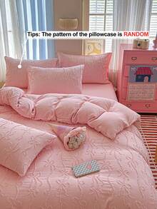 2pcs/Set Pink Cut-Out Bow Embroidery Bed Pillowcases, Simple Cute Ins Style Polyester Decorative Throw Pillow Covers Suitable For All Seasons, Textured Decor, Machine Washable, No Filling Included - Pink - View 7