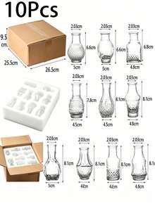 This Small And Exquisite Transparent Glass Cylindrical Vase Is Perfect For Gardening Use, And Can Also Be Used As A Tabletop Decoration. Its Vintage-Style Transparent Glass Design Makes It Suitable For Home Tabletop Decoration, Garden Decoration, Patio Decoration, Rustic Wedding Decoration And Mother's Day Decoration, Making It An Ideal Mother's Day Gift. - Multiple Styles - View 8
