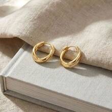 1 Pair, Premium Three-Layer Circle Stud Earrings For Women - Perfect Gift For Holidays, Birthdays, And Special Occasions - Golden Twisted - View 6