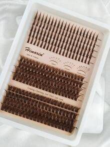 260入 D捲 3合1 棕色睫毛簇 附尖端睫毛/60D/80D 蓬鬆長款 12-22mm 棕色睫毛尖刺仙女睫毛簇 豐盈單根睫毛 DIY 尖端睫毛接長 - D - 查看 7