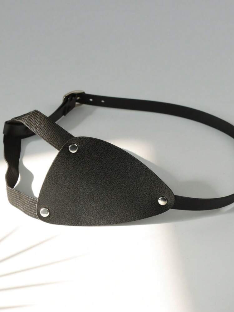 1 PC Adjustable Black PU Leather Pirate Eye Patch - Classic Cosplay Accessory For Halloween, Costume Role Play,Party - IN - View 4