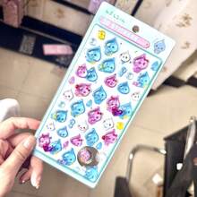 Pegatinas de Sello en Gota 3D con Expresión de Dibujos Animados Divertidos, Calcomanías de Textura de Cristal Colorido para Diario, Decoración DIY de Papelería, Pegatinas de Recompensa de Marca Diaria - Multicolor - Ver 14