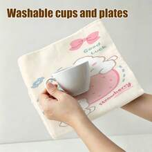 1pc/2pcs/4pcs Strawberry Rabbit Print Absorbent Towel With Good Luck Letter, Machine Washable Quick Dry Face Towel, Home Kitchen Bathroom Hand Towel - Multicolor - View 6