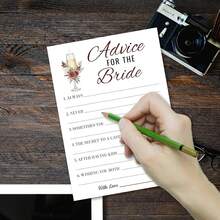 Bridal Shower Party Game Cards, Advice For The Bride For Wedding Engagement Bachelorette, Rose Champagne Glasses, Romantic Bohemian,Ready To Play, Instant Fun - Bridal Shower - View 4