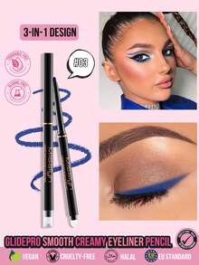 Misslyn 1pc GlidePro Smooth Creamy Texture Eyeliner Pencil, Waterproof Sweatproof Smudge-Proof, High Pigment, Multi-Color Multi-Functional, Built-In Sharpener, Suitable For Smoky Makeup, Beginner-Friendly, Party Birthday Valentine's Day Gift - #03 - View 2