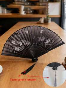 中式水墨梅花摺扇，女士小扇，夏季新款中式古風旗袍漢服道具，舞扇 - 黑色 - 查看 16