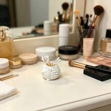 Hedgehog Shaped Creative Cotton Swab Cosmetic Storage Tube Desktop Makeup Table Bathroom Cotton Swab Toothpick Universal Storage Box Warm Healing Ornament - A - View 8