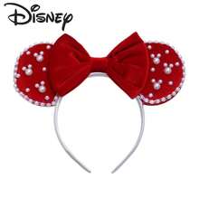 Băng đô Disney Minnie Mouse với nơ đính ngọc trai, phụ kiện chụp ảnh công viên chủ đề - Xem 8