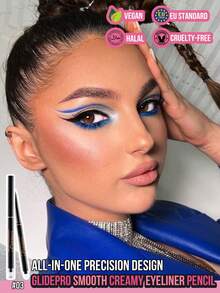 Misslyn 1pc GlidePro Smooth Creamy Texture Eyeliner Pencil, Waterproof Sweatproof Smudge-Proof, High Pigment, Multi-Color Multi-Functional, Built-In Sharpener, Suitable For Smoky Makeup, Beginner-Friendly, Party Birthday Valentine's Day Gift - #03 - View 12